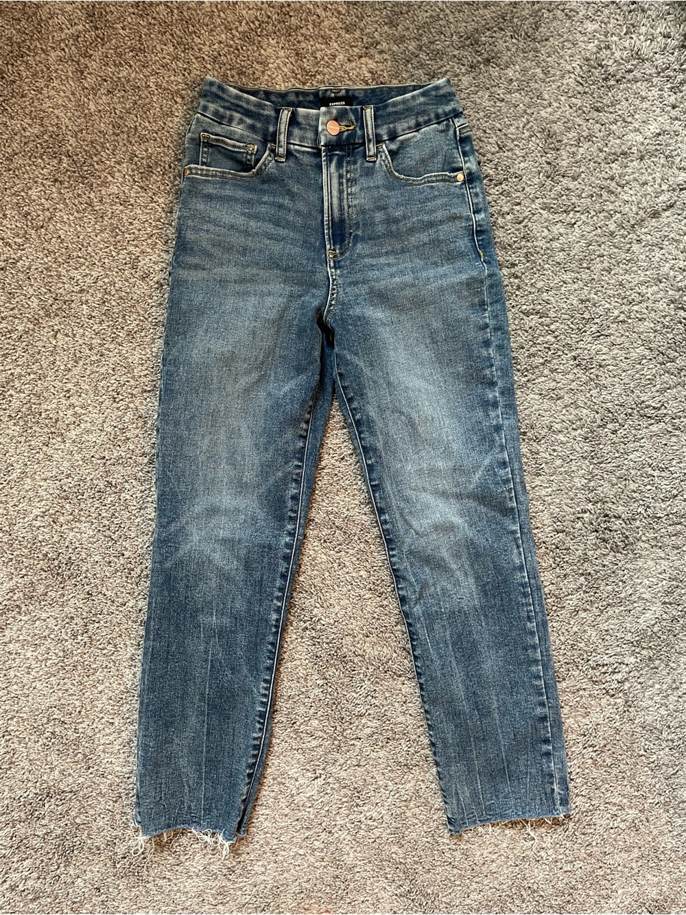 Express Straight Leg Jeans in Medium Blue Wash